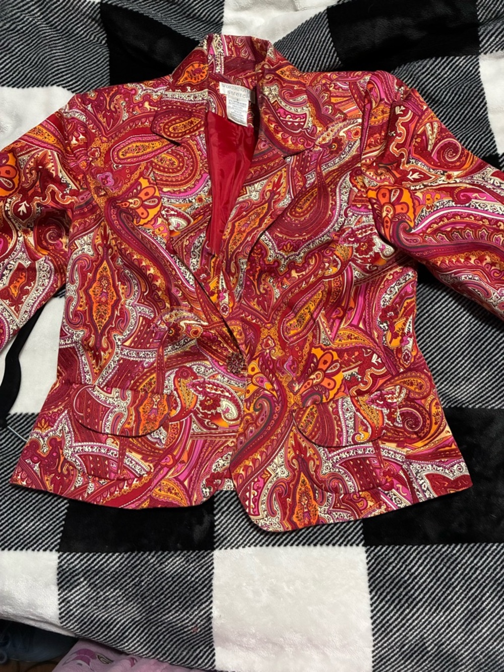 Worthington Fuchsia and Orange Paisley Blazer